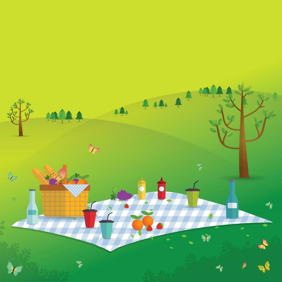 Outdoor picnic in Mountains vector