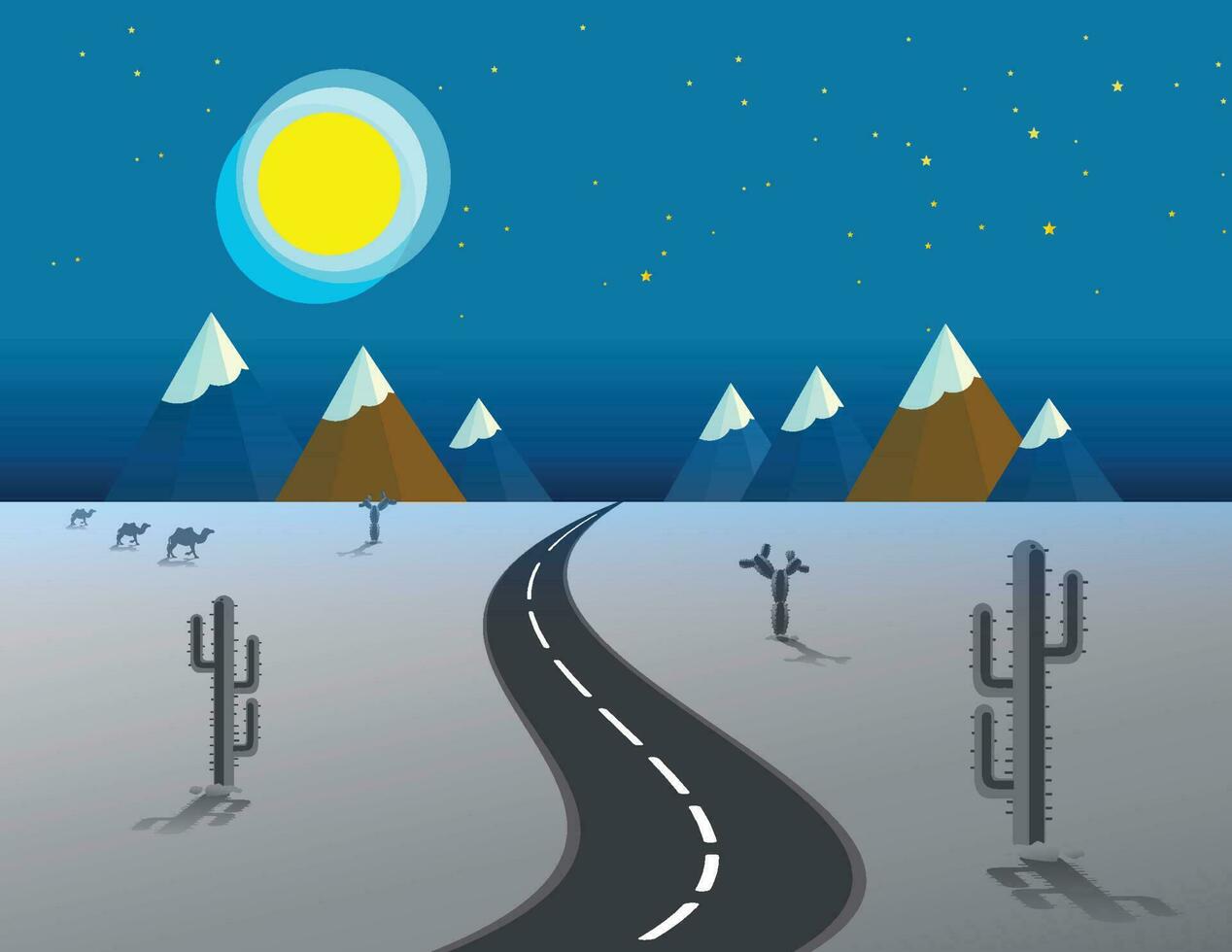 Road through a desert and mountains vector