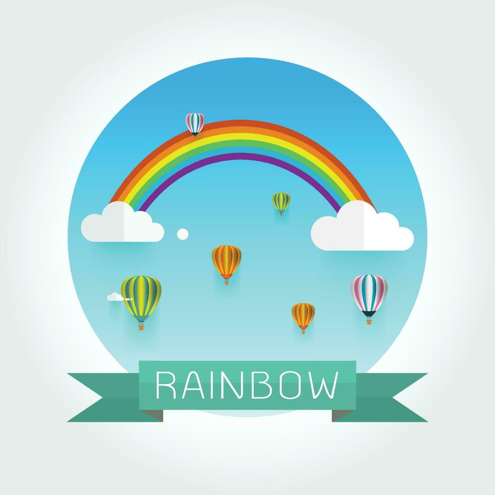 rainbow and clouds in the sky vector