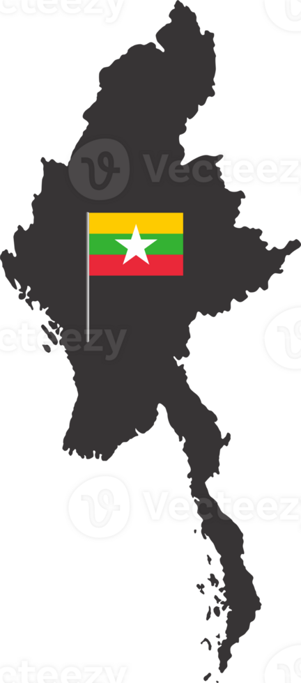 Myanmar flag pin map location png