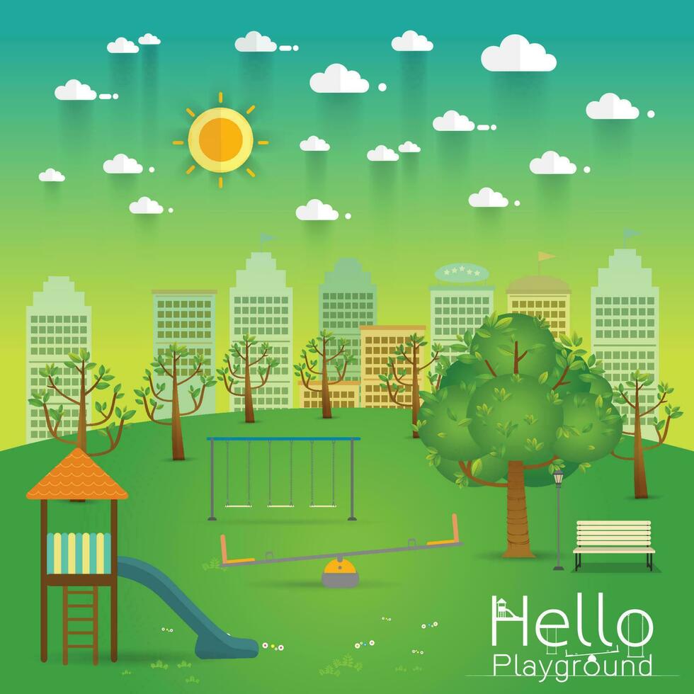 playground. Natural landscape in the flat style. a beautiful public park in city vector