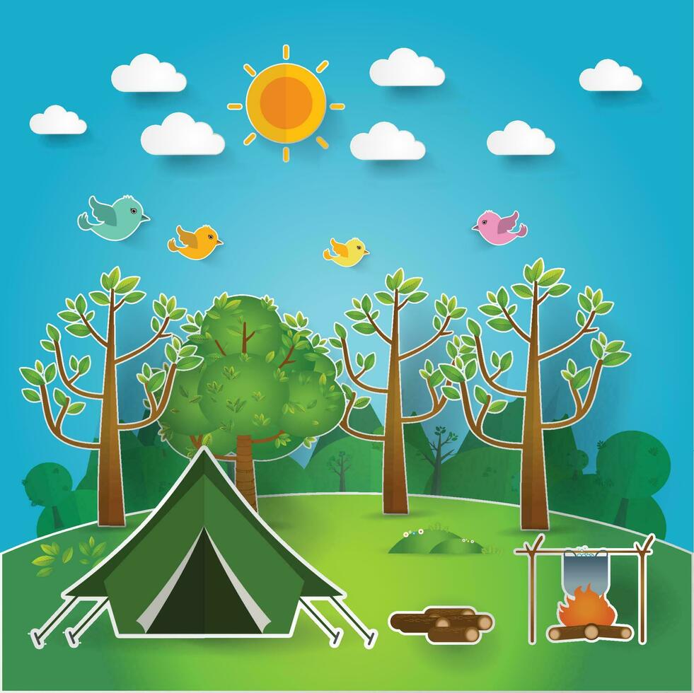 paisaje.senderismo y camping. ilustración vectorial vector