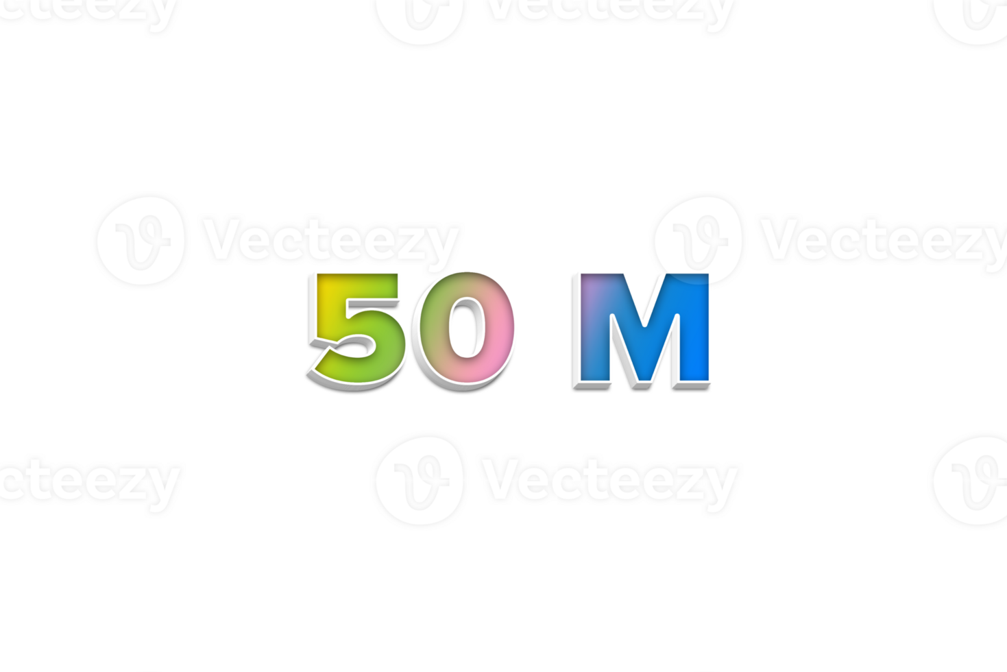 50 million subscribers celebration greeting Number with 3d extrude design png