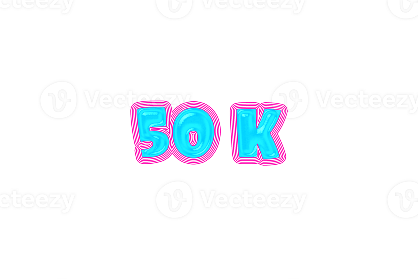50 k subscribers celebration greeting Number with jelly design png