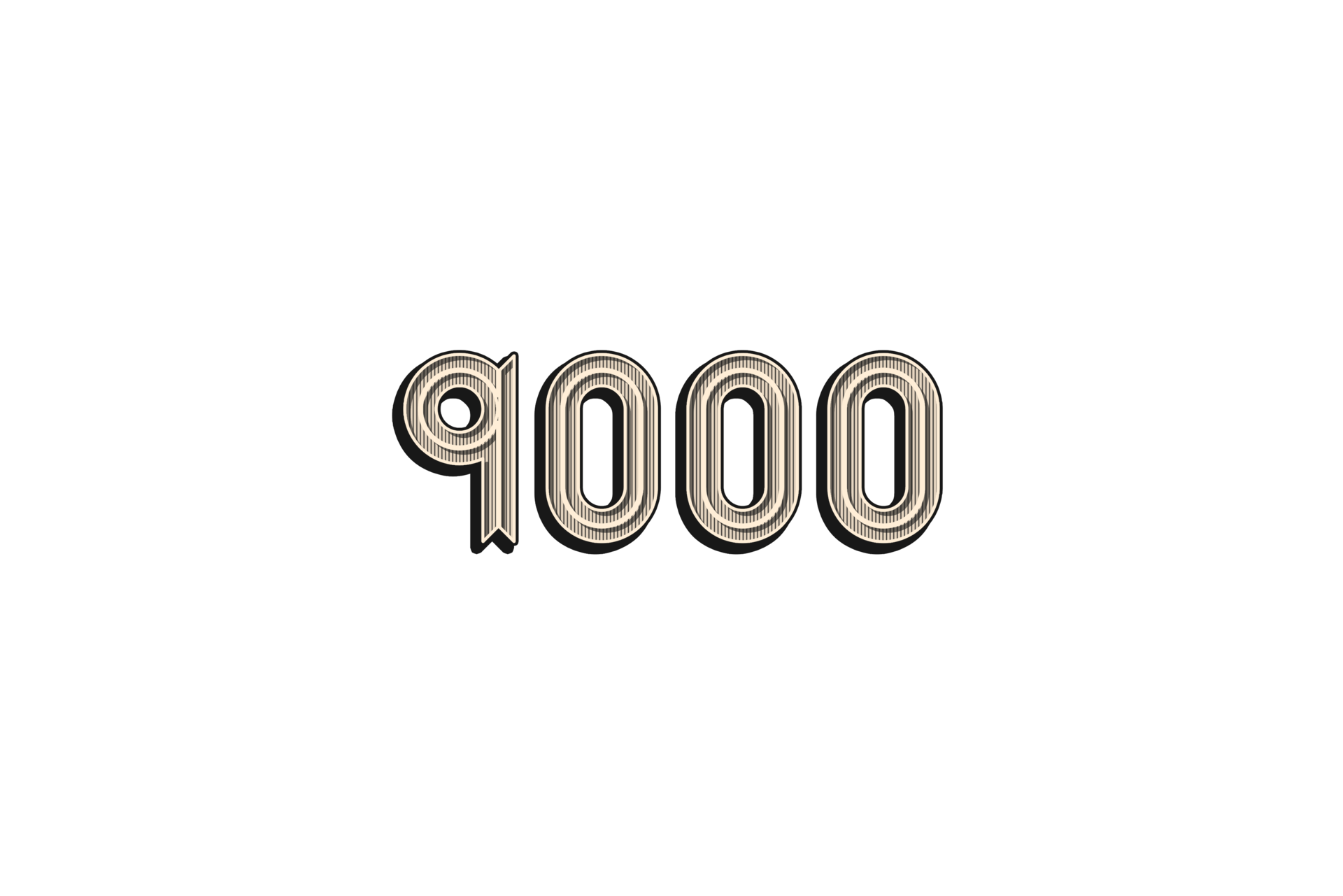9000 subscribers celebration greeting Number with vintage design