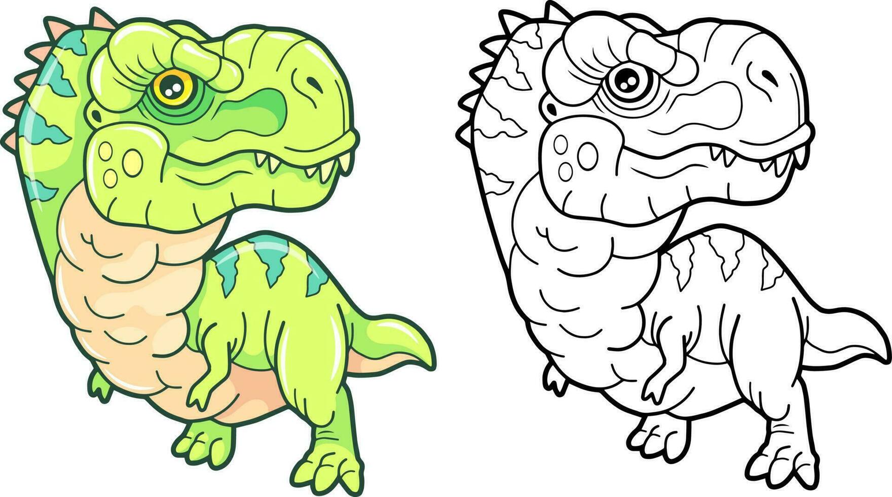 cute dinosaur tyrannosaurus coloring book vector