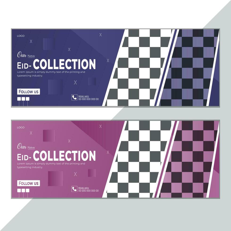 profesional social medios de comunicación eid colección cubrir bandera para paño tienda. moderno web bandera modelo conjuntos vector