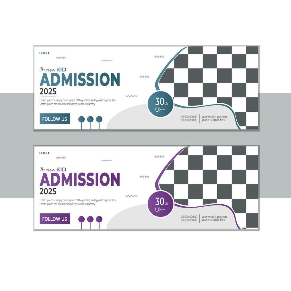 School Admission Timeline Cover and Web Banner Template, Back to School Social Media Cover Template vector
