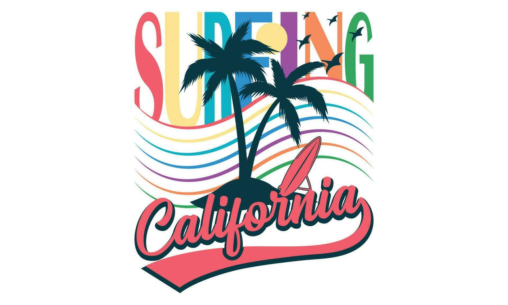Surfing California Paradise Beach Shirt vector