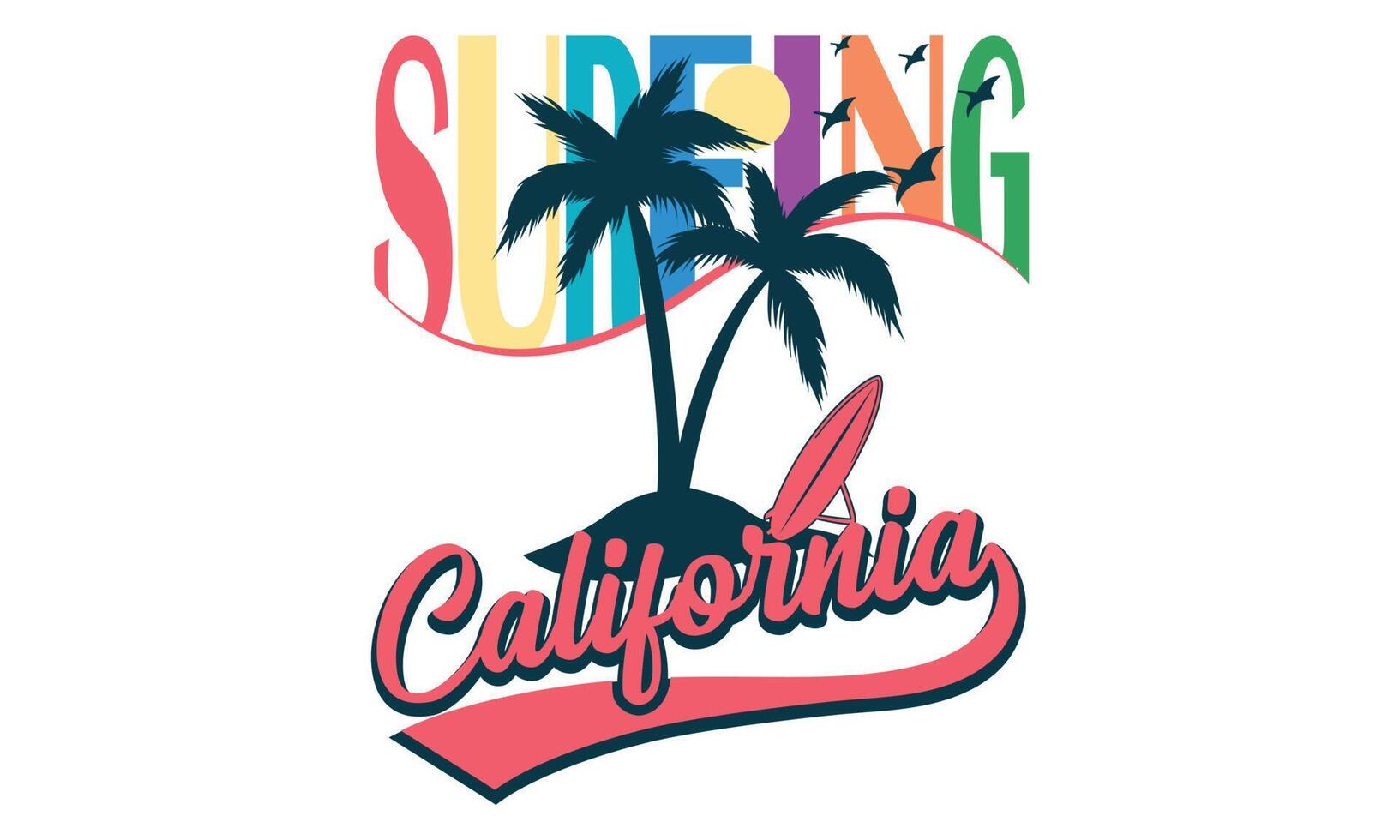 surf California paraíso playa camisa vector