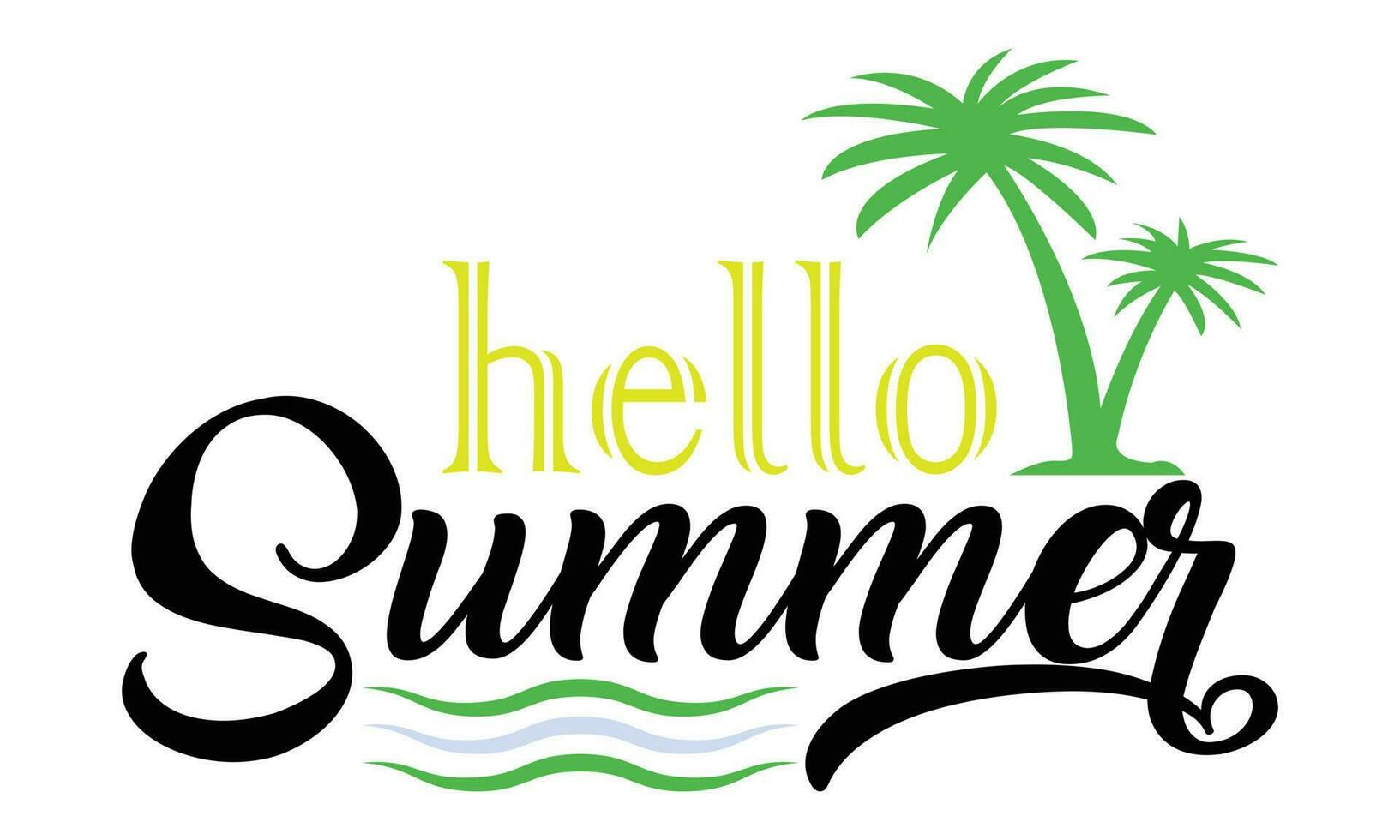 Hello, Summer California Beach T-shirt. vector
