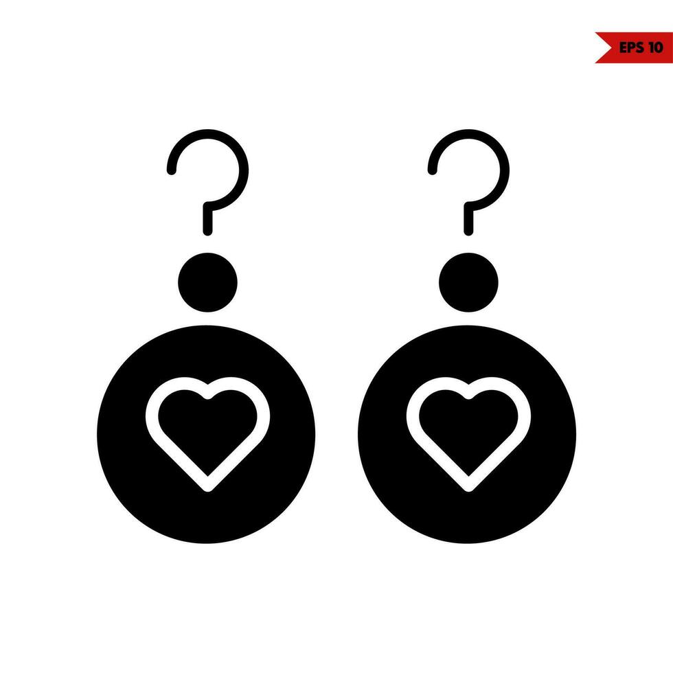 love in earing glyph icon vector