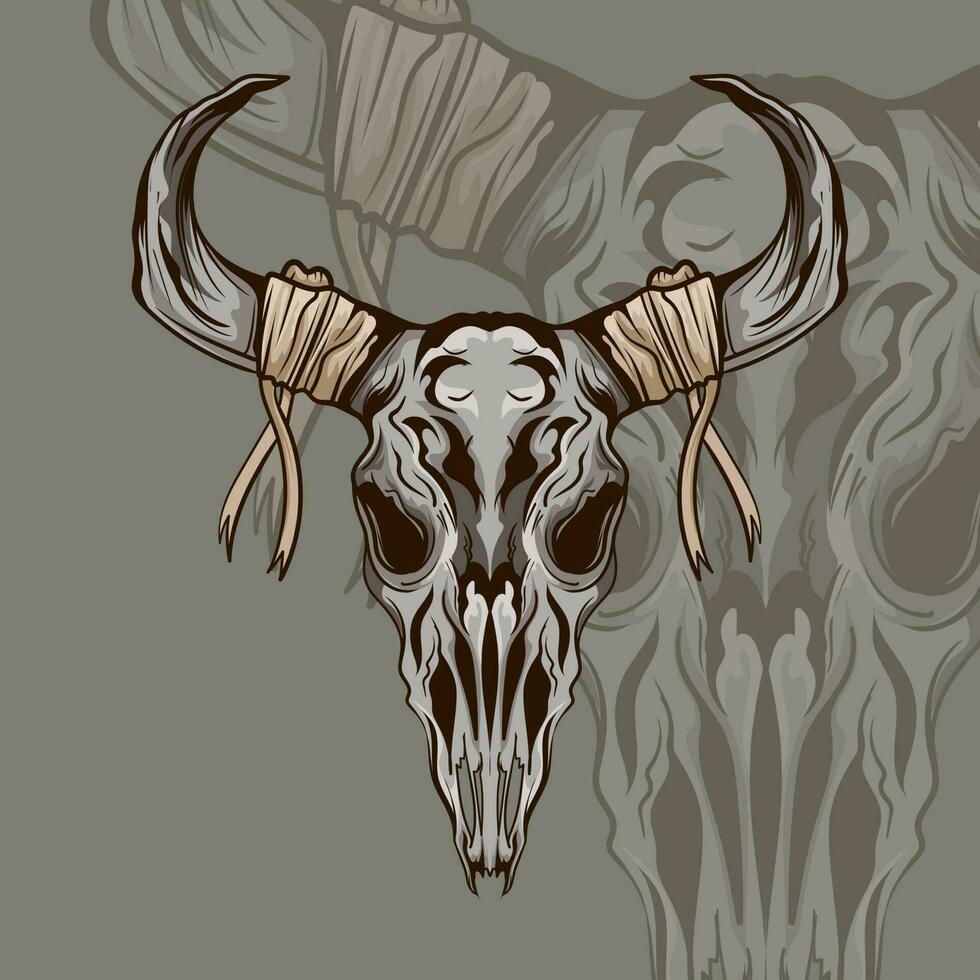 The symbol of Satanism Baphomet goat skull demon goat head hand drawn print or blackwork flash tattoo art design in engraving technique vector