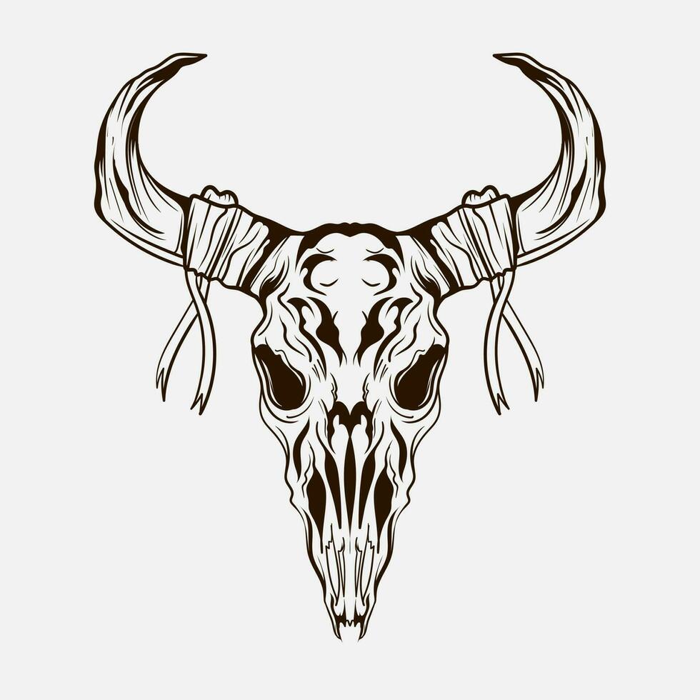 tattoo and t shirt design black and white hand drawn goat skull engraving ornament vector