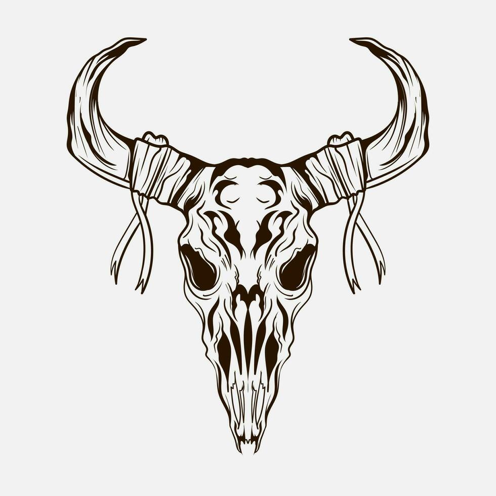 tattoo and t shirt design black and white hand drawn goat skull engraving ornament vector