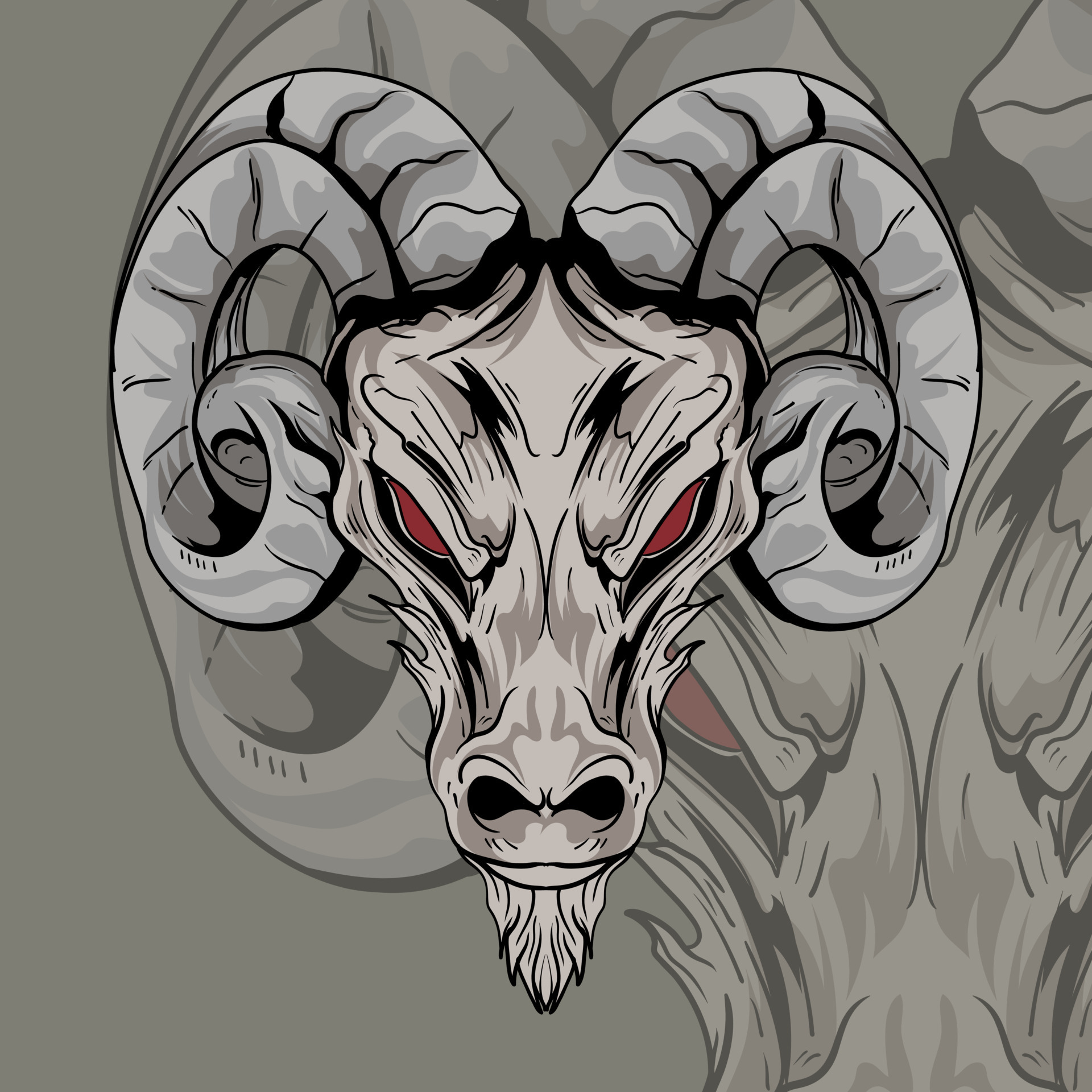 goat head skull tattoo