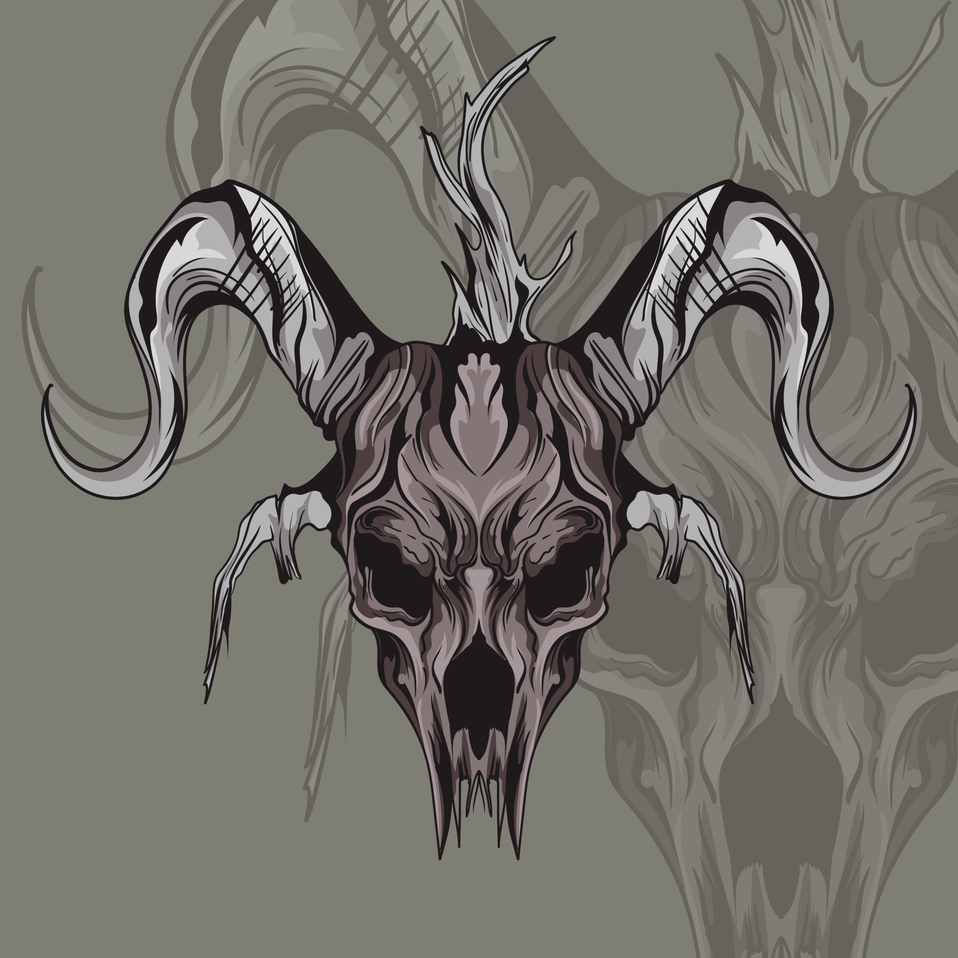 goat head skull tattoo