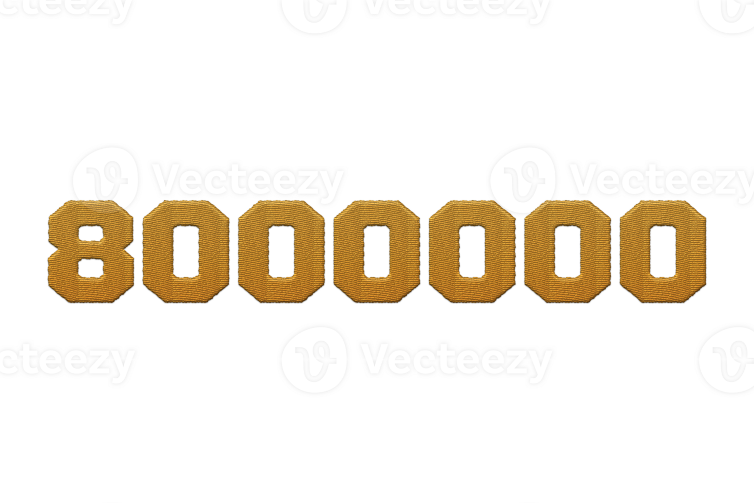 8000000 subscribers celebration greeting Number with embroidery design png