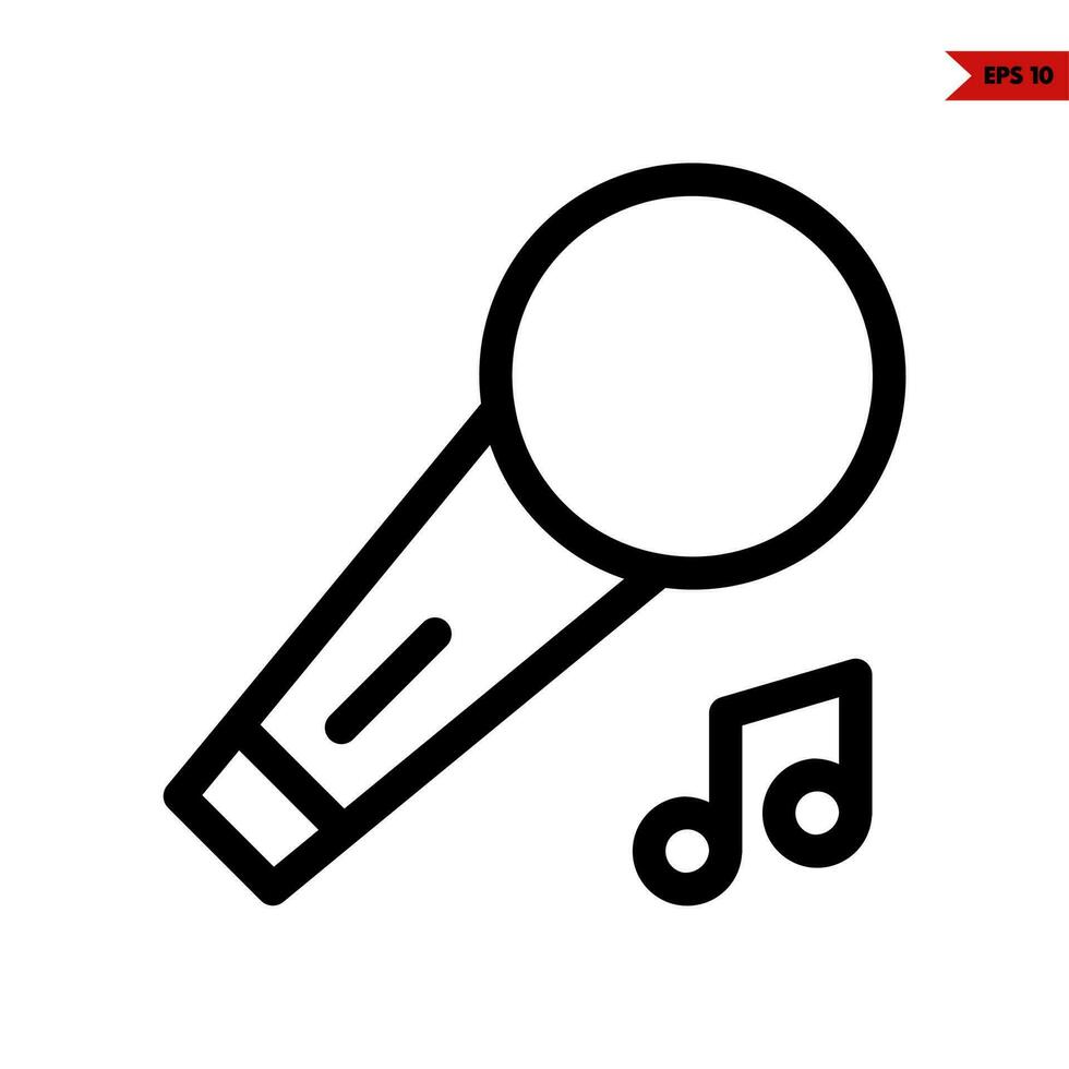 mic singing with music line icon vector