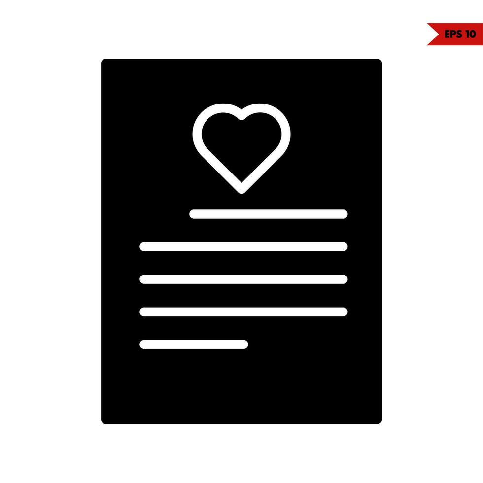 amor en papel documento glifo icono vector