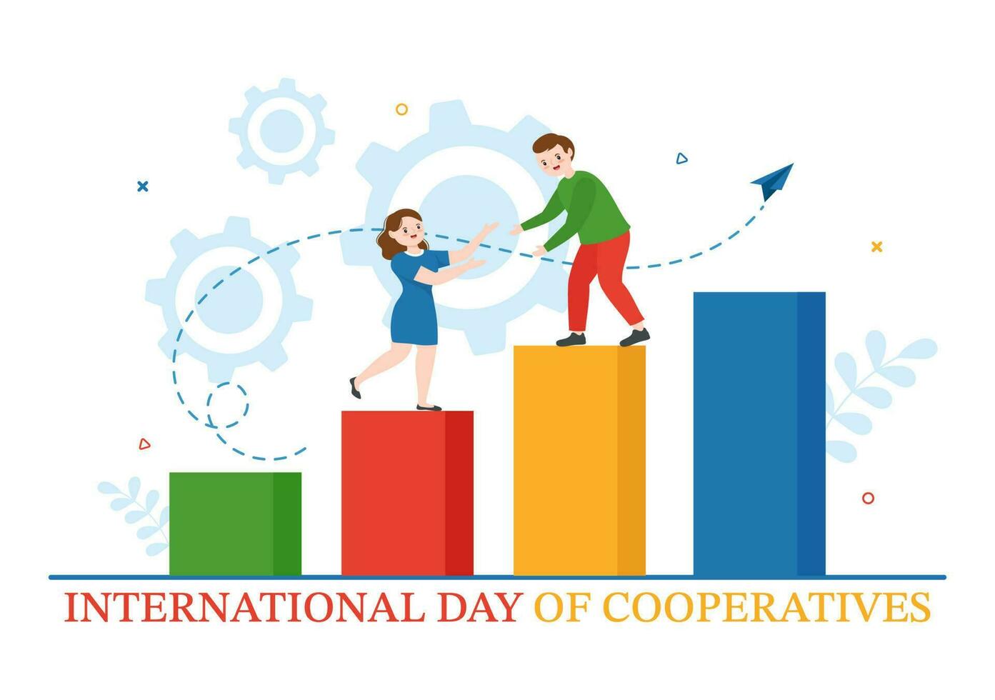 International Day of Cooperatives Vector Illustration with Hand, Earth Map or People in Flat Cartoon Hand Drawn Landing Page Background Templates