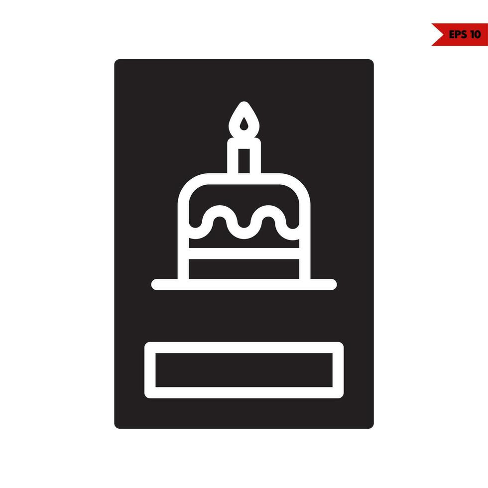 birthday cake in invitation cards birthday party glyph icon vector