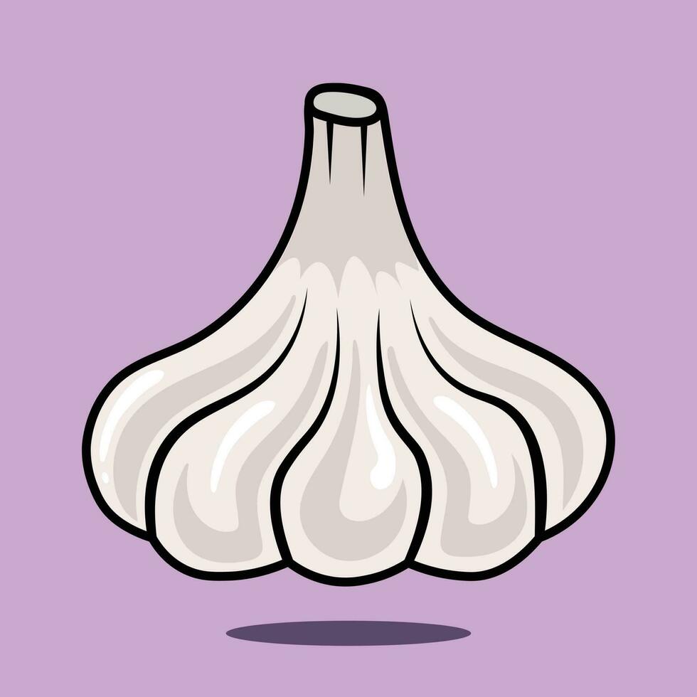 Flat style garlic cartoon vector icon illustration food
