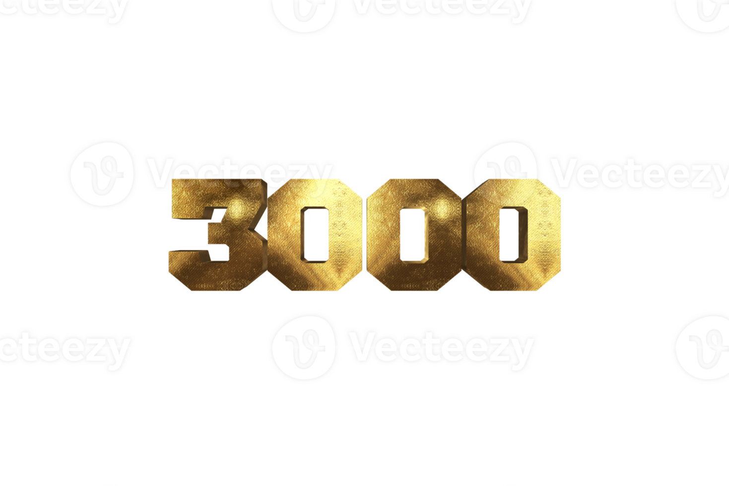 3000 subscribers celebration greeting Number with brass design png