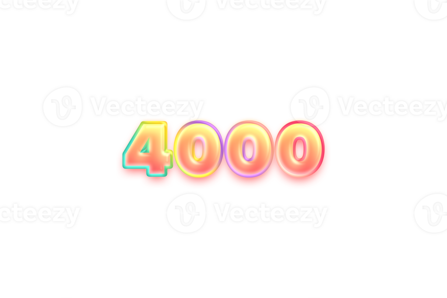 4000 subscribers celebration greeting Number with candy color design png