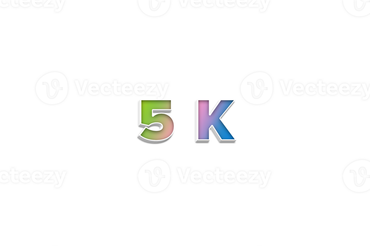 5 k subscribers celebration greeting Number with 3d extrude design png