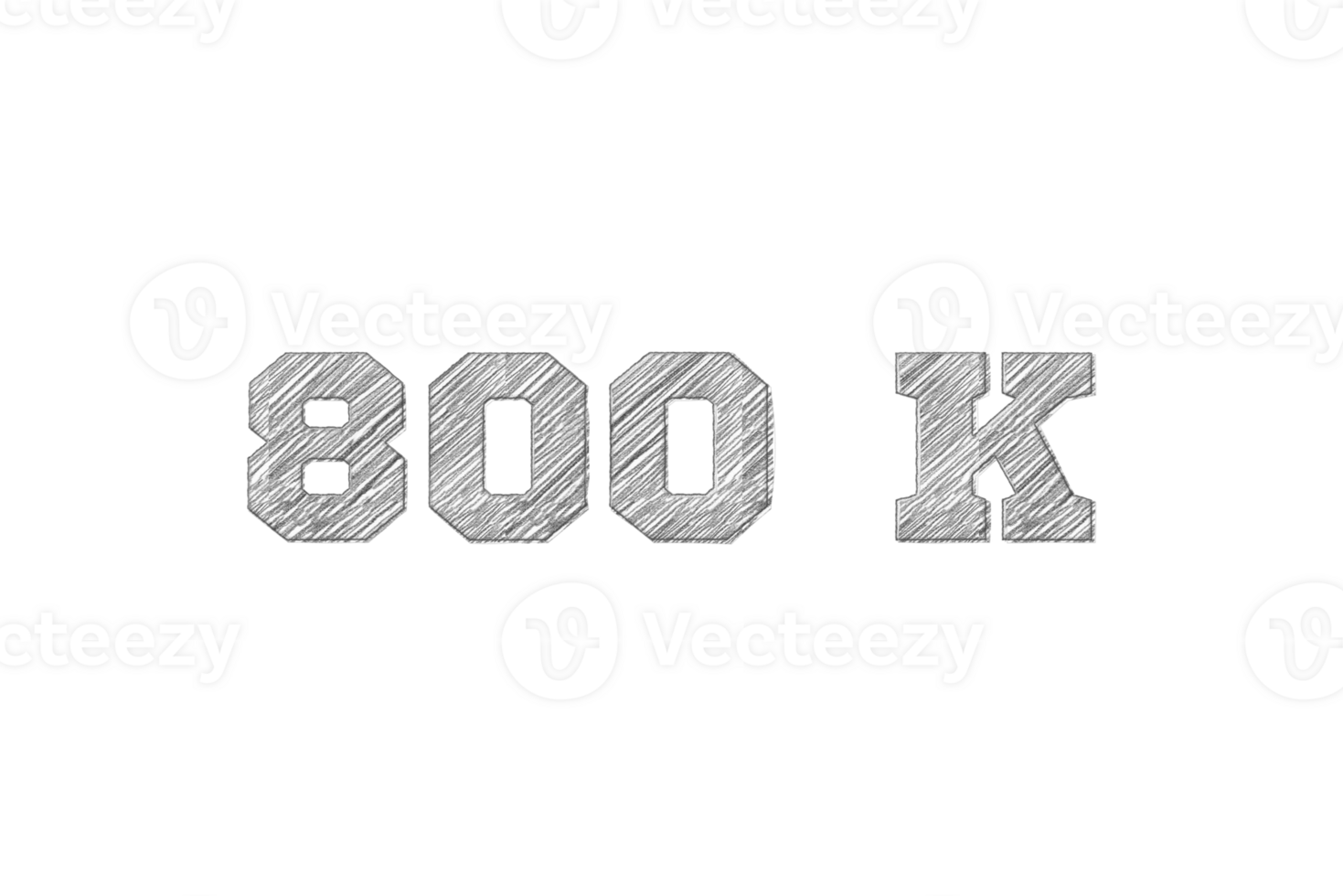 800 k subscribers celebration greeting Number with pencil sketch design png