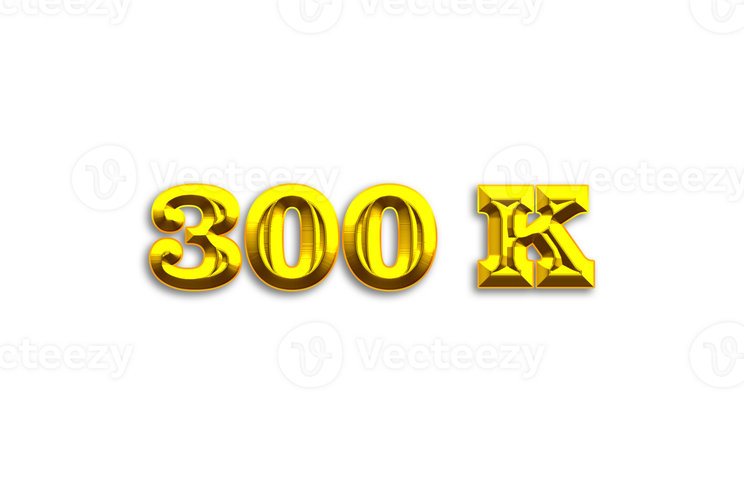 300 k subscribers celebration greeting Number with gold design png