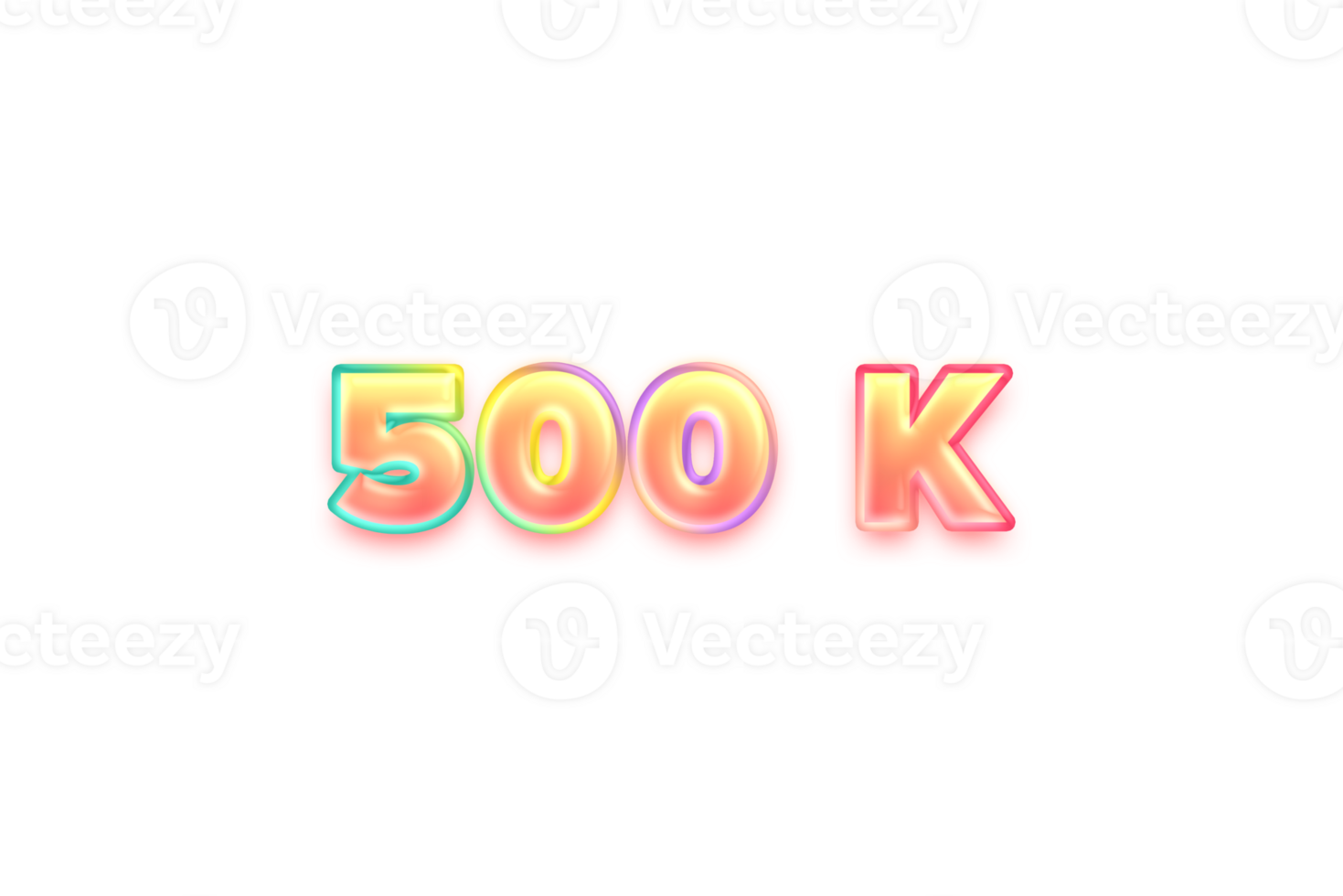 500 k  subscribers celebration greeting Number with candy color design png