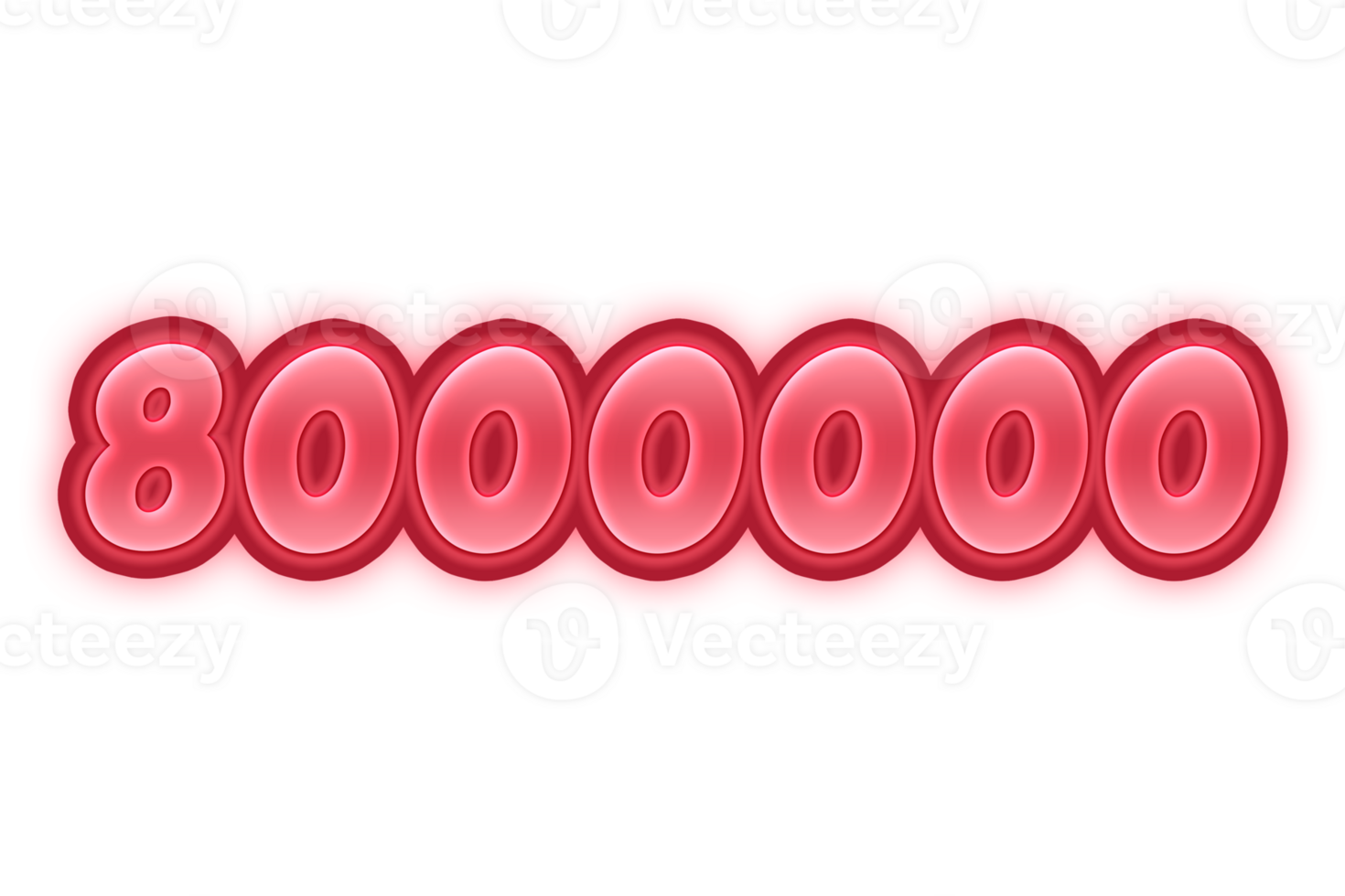 8000000 subscribers celebration greeting Number with red embossed design png