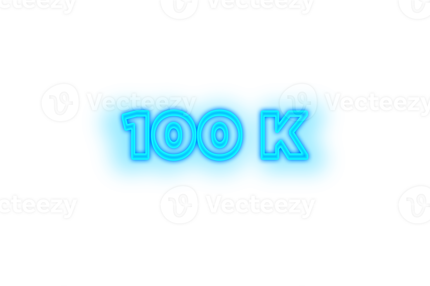 100 k subscribers celebration greeting Number with glow design png