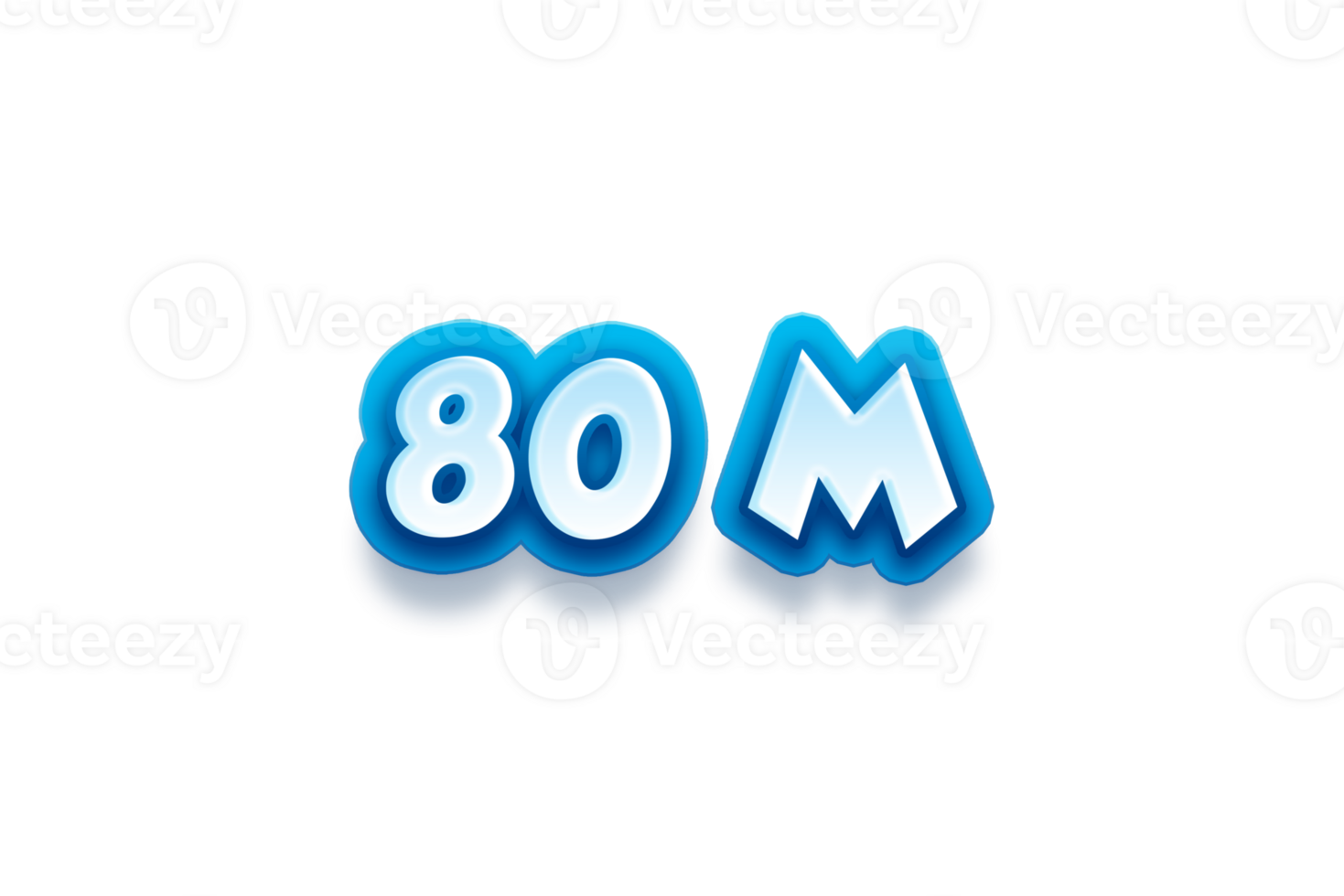 80 million subscribers celebration greeting Number with modren blue design png