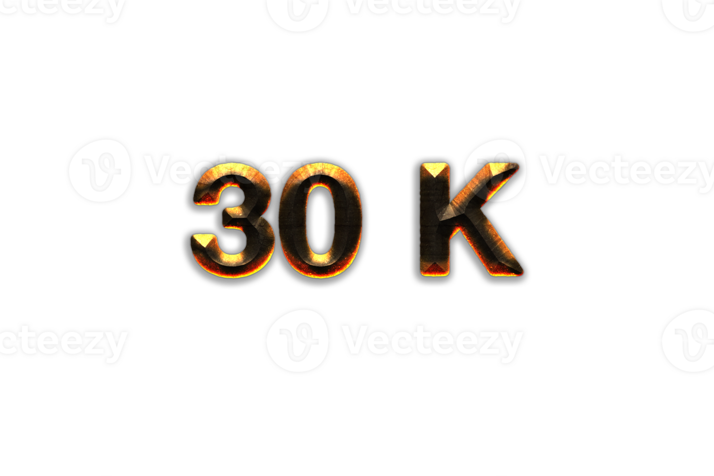 30 k subscribers celebration greeting Number with hot iron design png