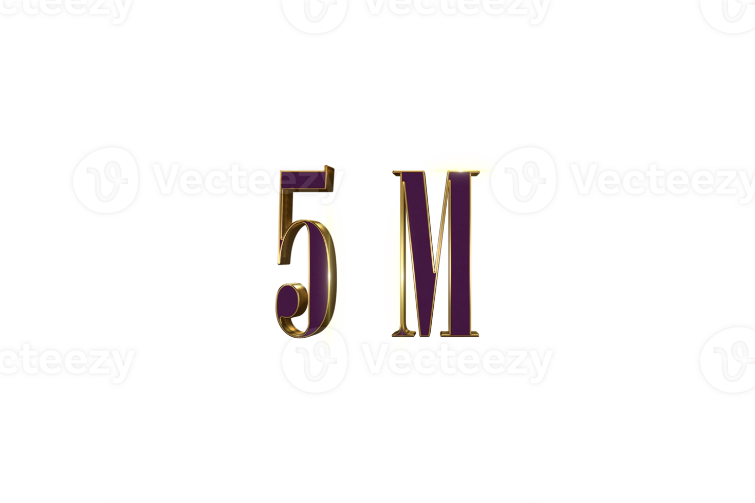 5 million subscribers celebration greeting Number with luxury design png