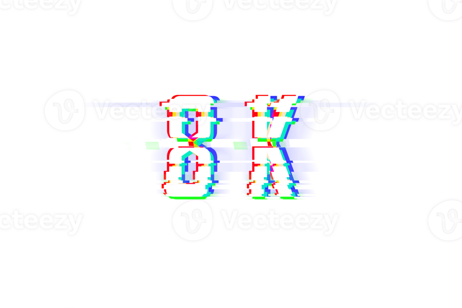 8 k subscribers celebration greeting Number with glitch design png