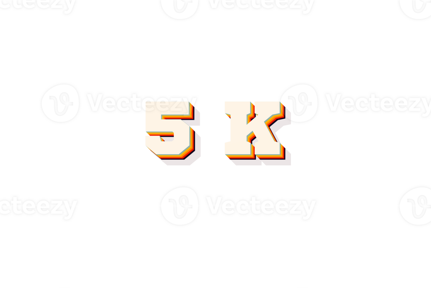 5 k subscribers celebration greeting Number with retro 2 design png
