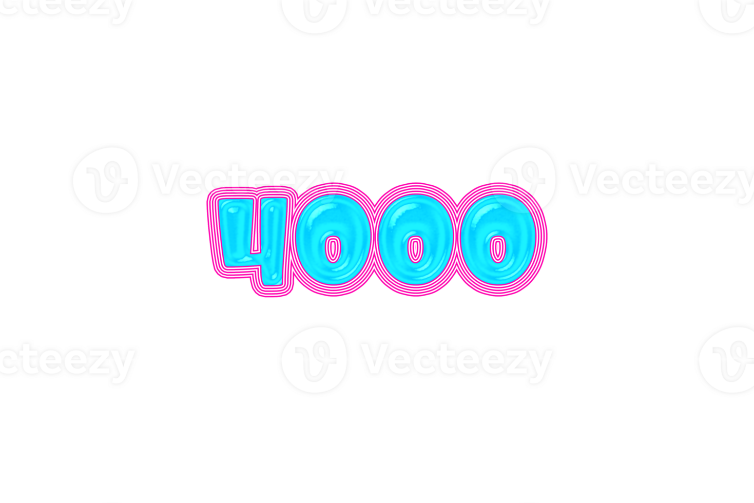 4000 subscribers celebration greeting Number with jelly design png