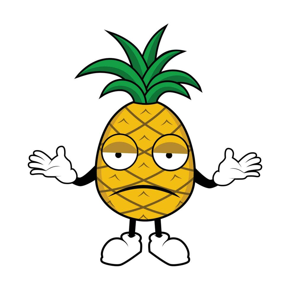 Pineapple Fruit Mascot Cartoon with confused gesture vector