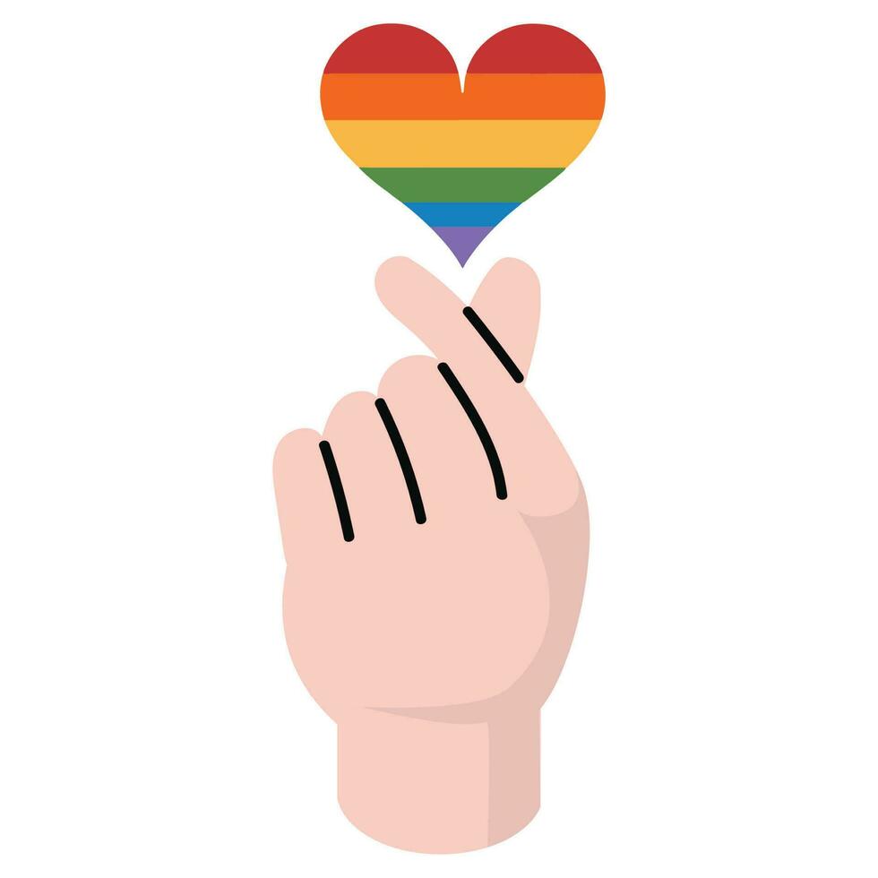 Hand making mini heart love sign lgbt vector