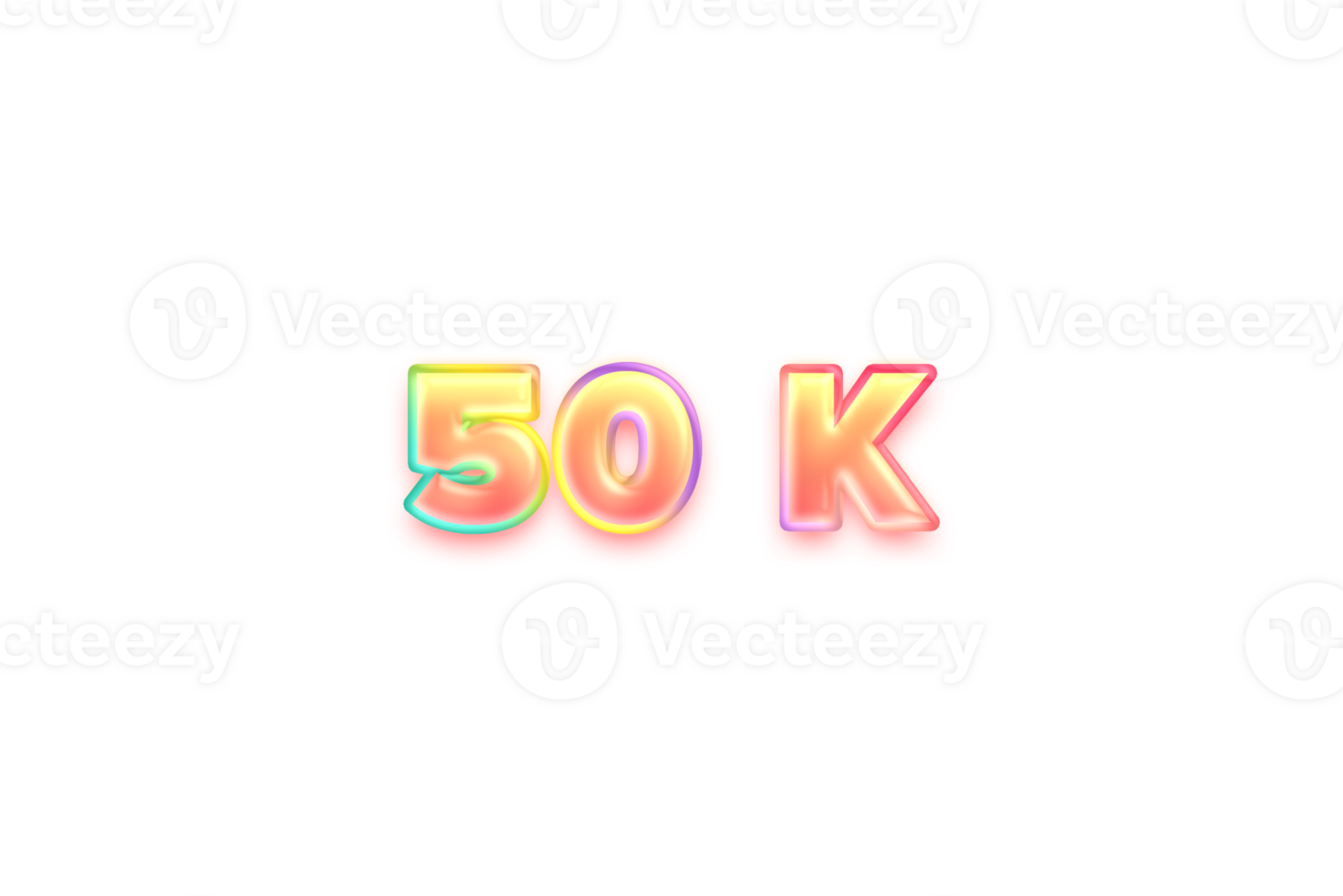 50 k subscribers celebration greeting Number with candy color design png