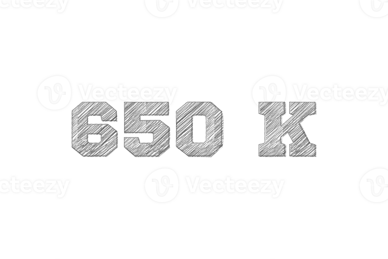 650 k subscribers celebration greeting Number with pencil sketch design png