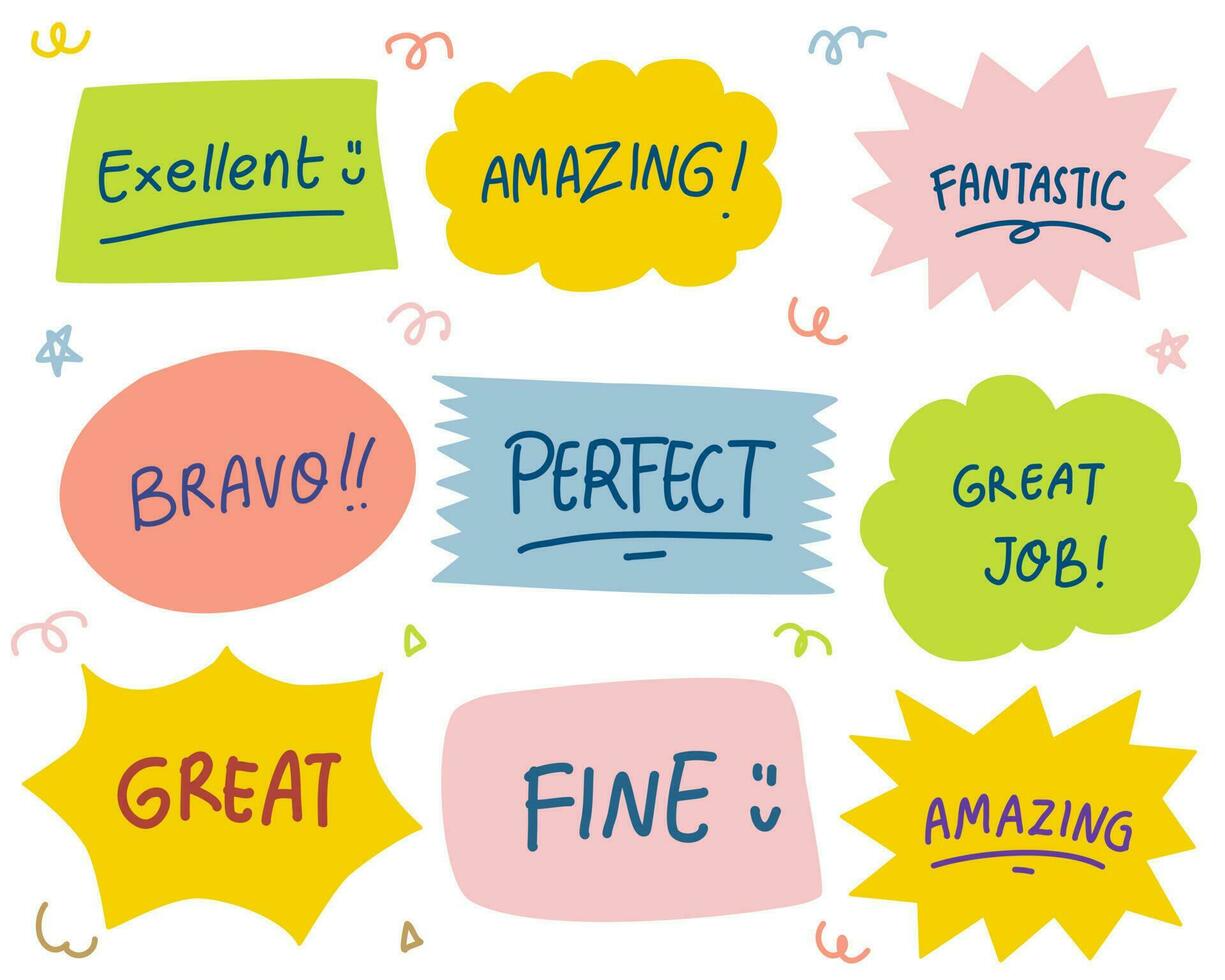 Speech Bubbles Cute Hand Drawn Coloring Vector