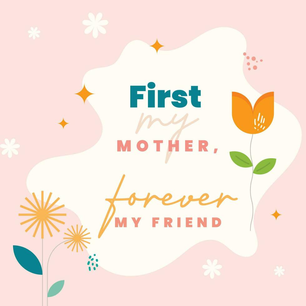 fun flower colorful paster happy mothers day vector