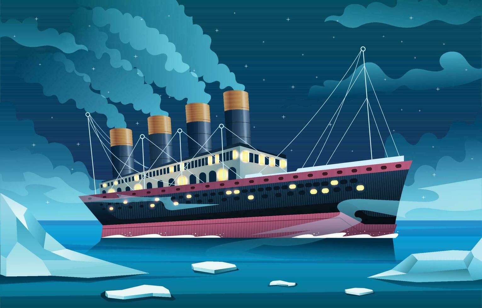 Titanic Ship in the Middle of the Sea vector