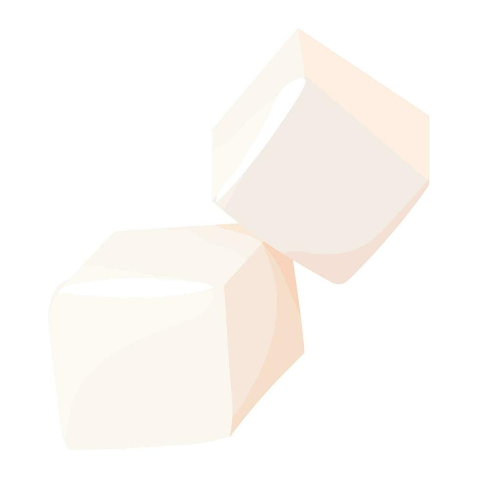 azúcar refinado cubitos cuadrado forma, dulce glucosa formación en dibujos animados estilo aislado en blanco antecedentes. vector ilustración