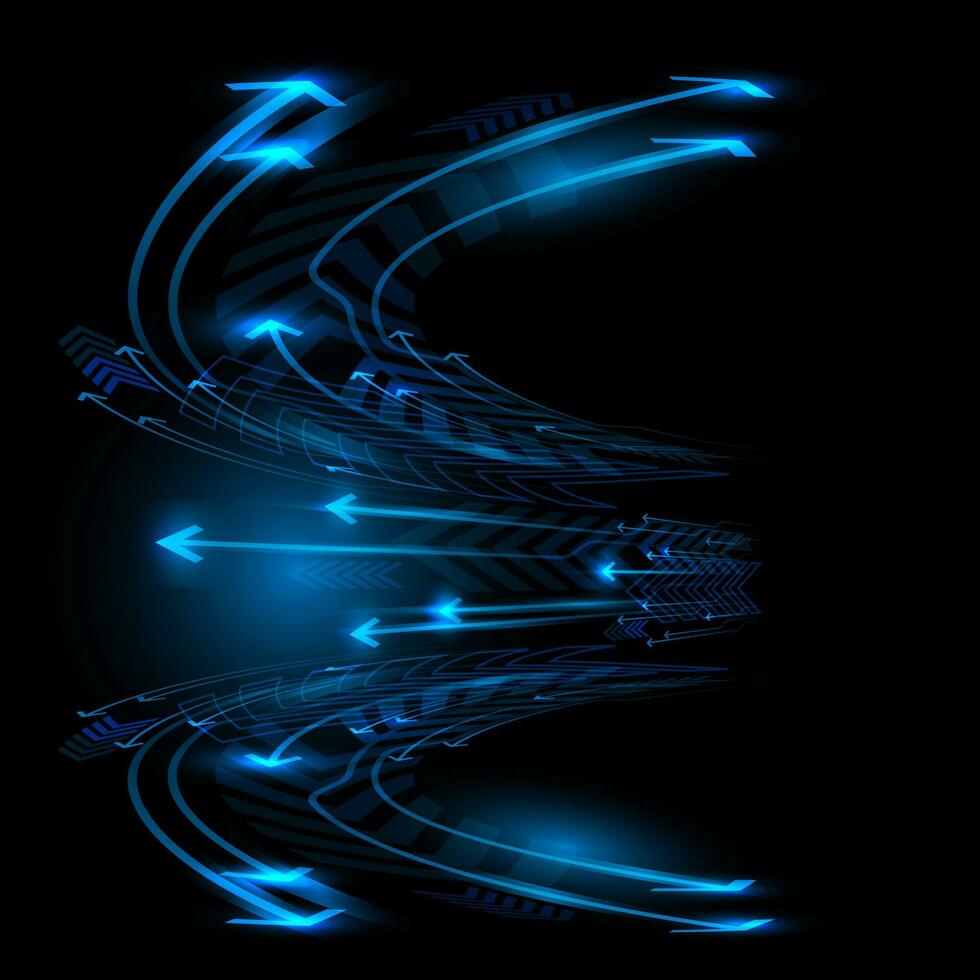 Abstract blue arrow speed curve technology direction dynamic on black with blank space  design modern futuristic background vector